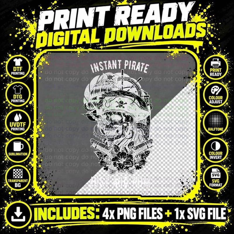 Rum Pirate Costume Instant Pirate Just Add Rum Tattoo Png SVG Digital Bundle