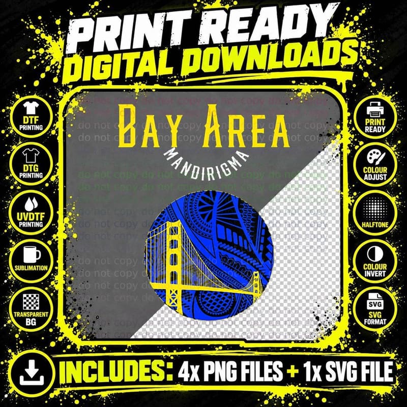 San Francisco Bay Area Bridge Polynesian Warrior Tattoo Png SVG Digital Bundle