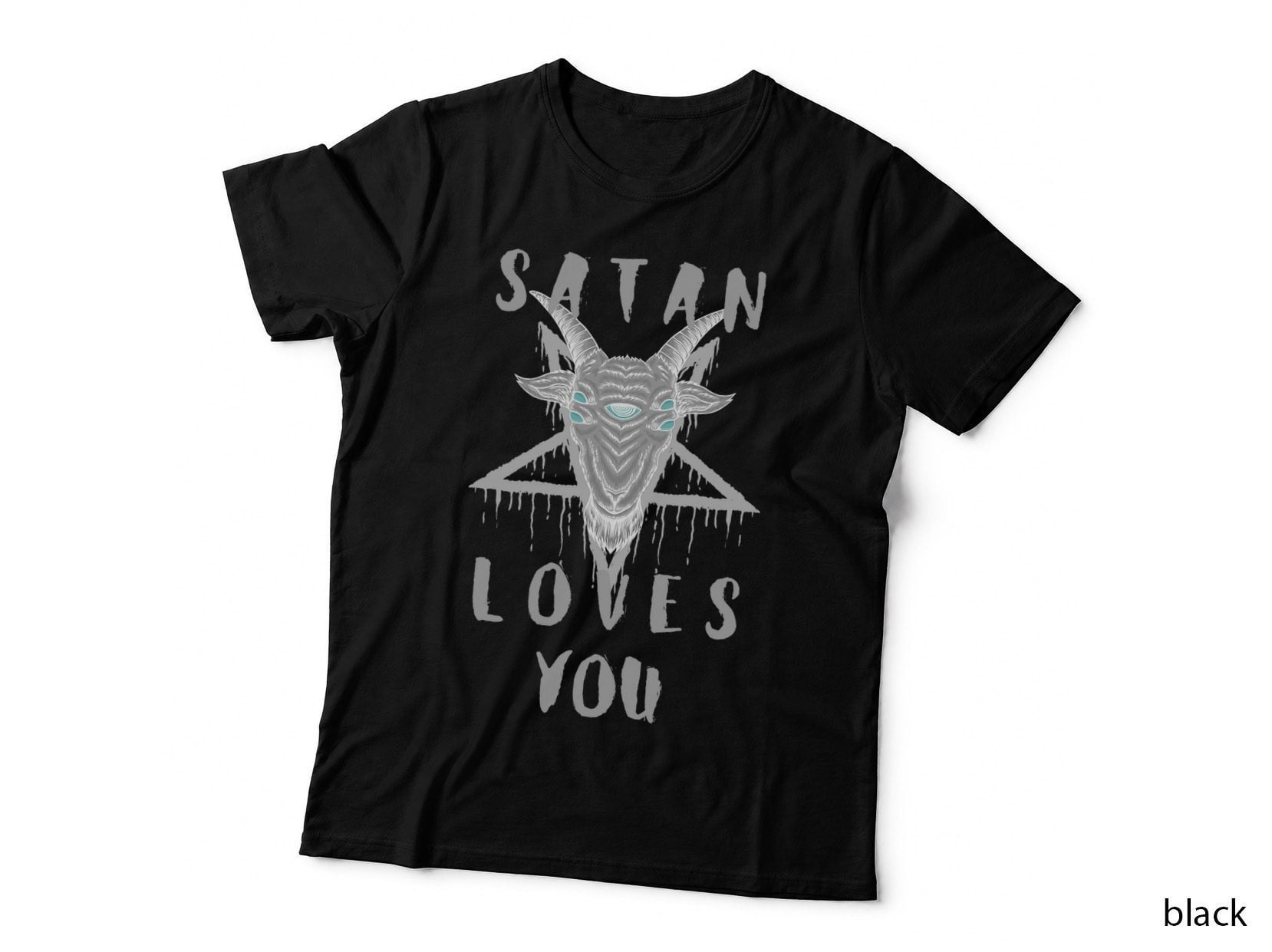 Satan Loves You Pentagram Goat Head T-Shirt