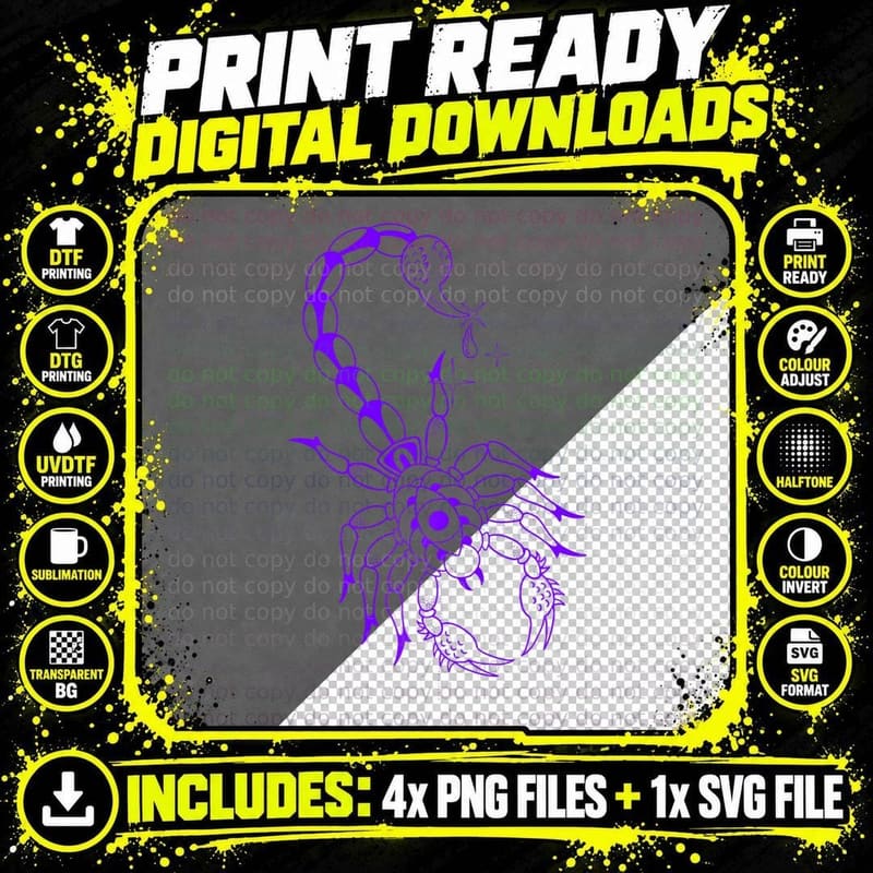 Scorpion Tattoo Stencil T-Shirt, Premium Tattoo Design Png SVG Digital Bundle