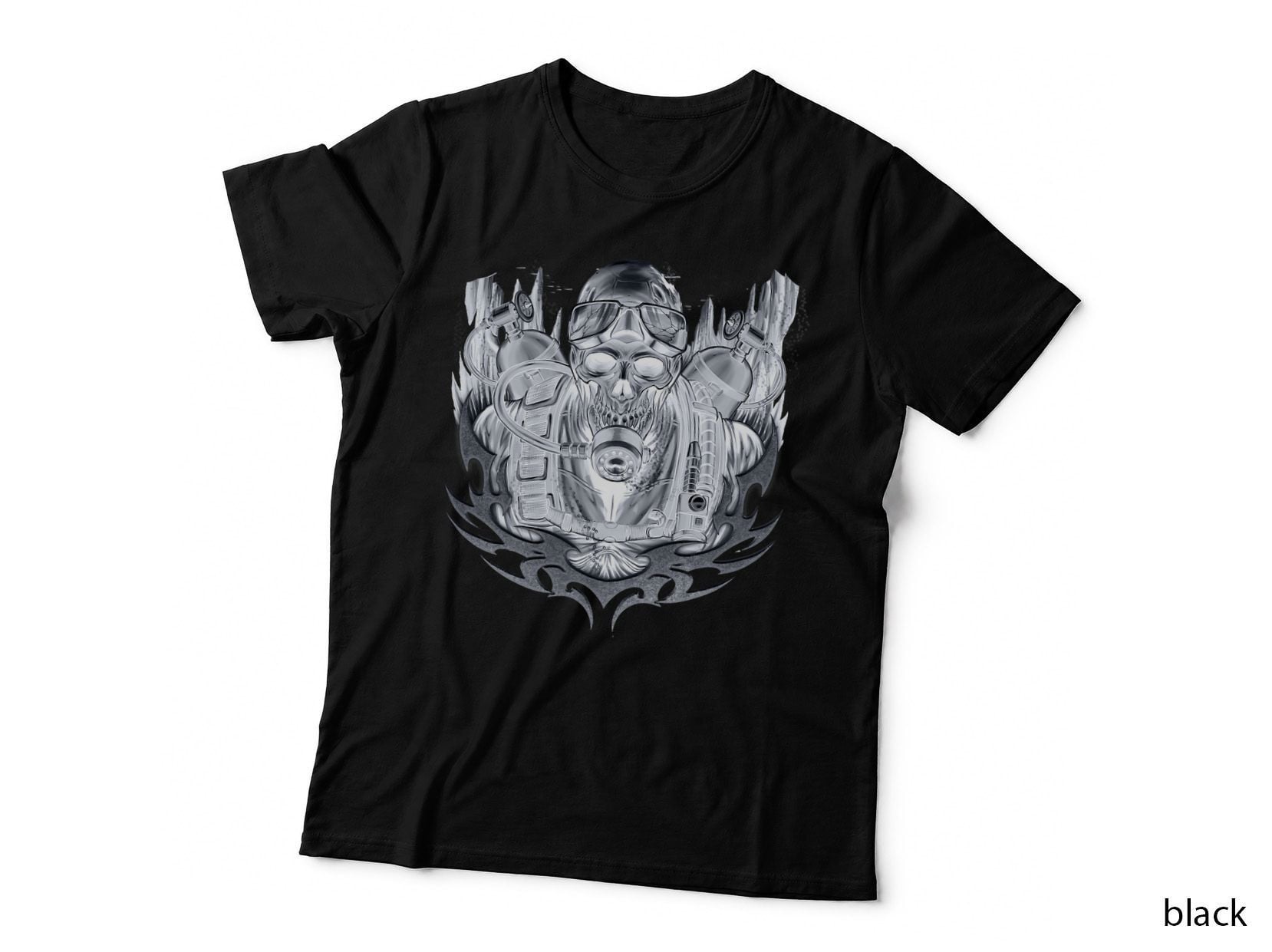 Scuba Diving Skull T-Shirt, Dive Master Style, Scuba Diver Apparel