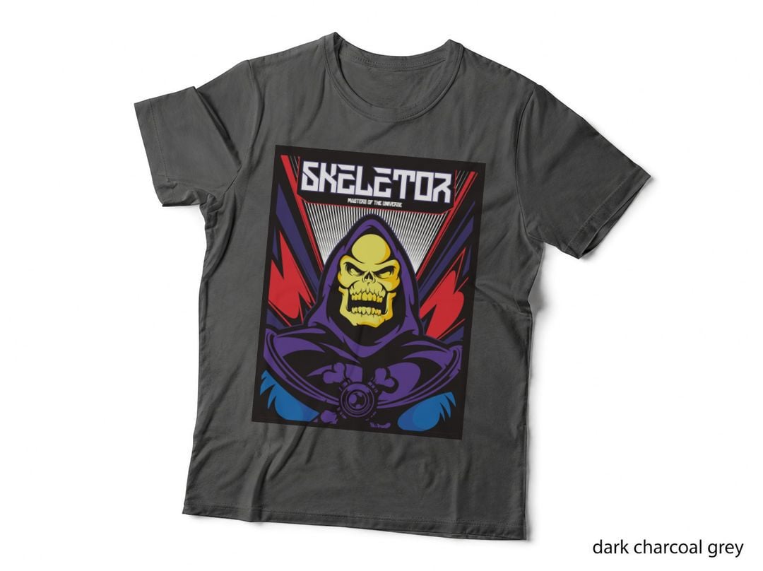 Skeletor Masters of the Universe Hooded Skull Villain Yellow Face Purple T-Shirt