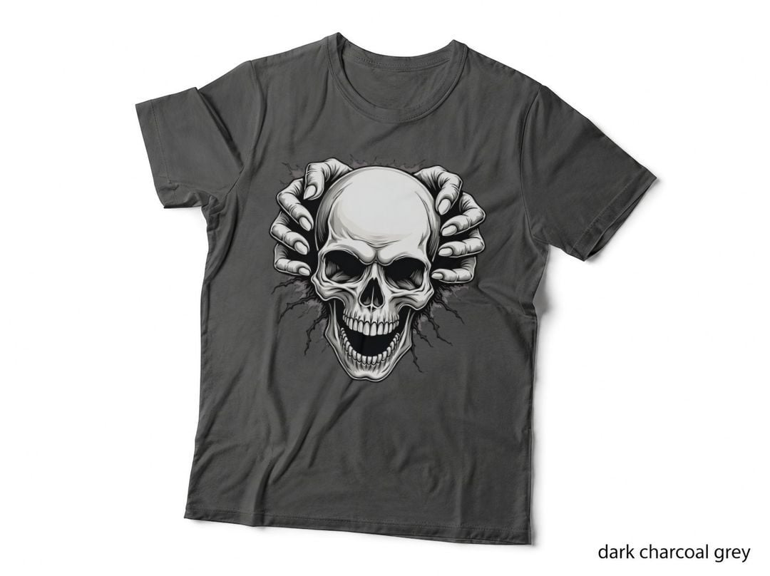 Skull Hands Breaking Through Detailed Illustration Gothic Dark Aesthetic T-Shirt