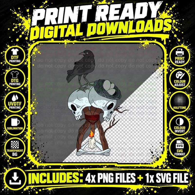 Skull Hex Crow Video Game T-Shirt Png SVG Digital Bundle