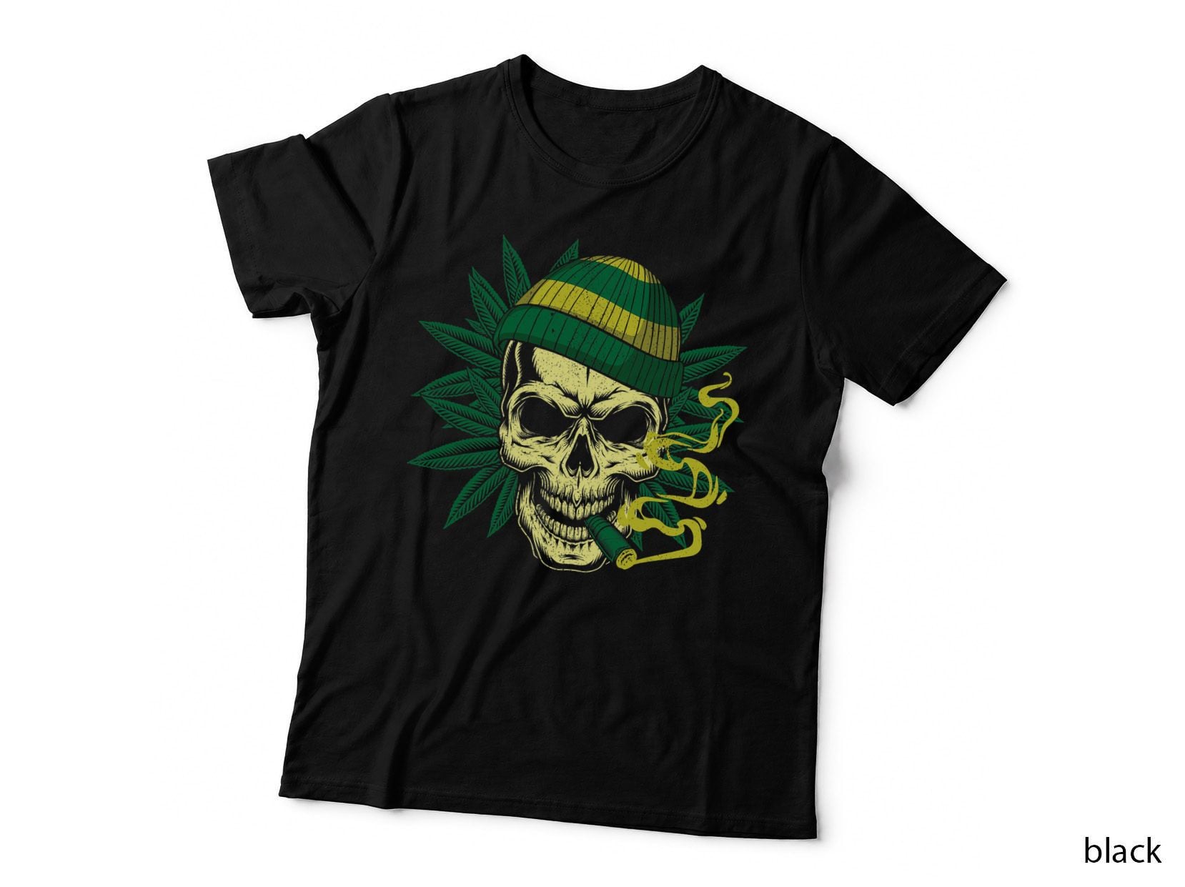 Skull Smoking Weed 420 Cannabis Marijuana Stoner Gift T-Shirt