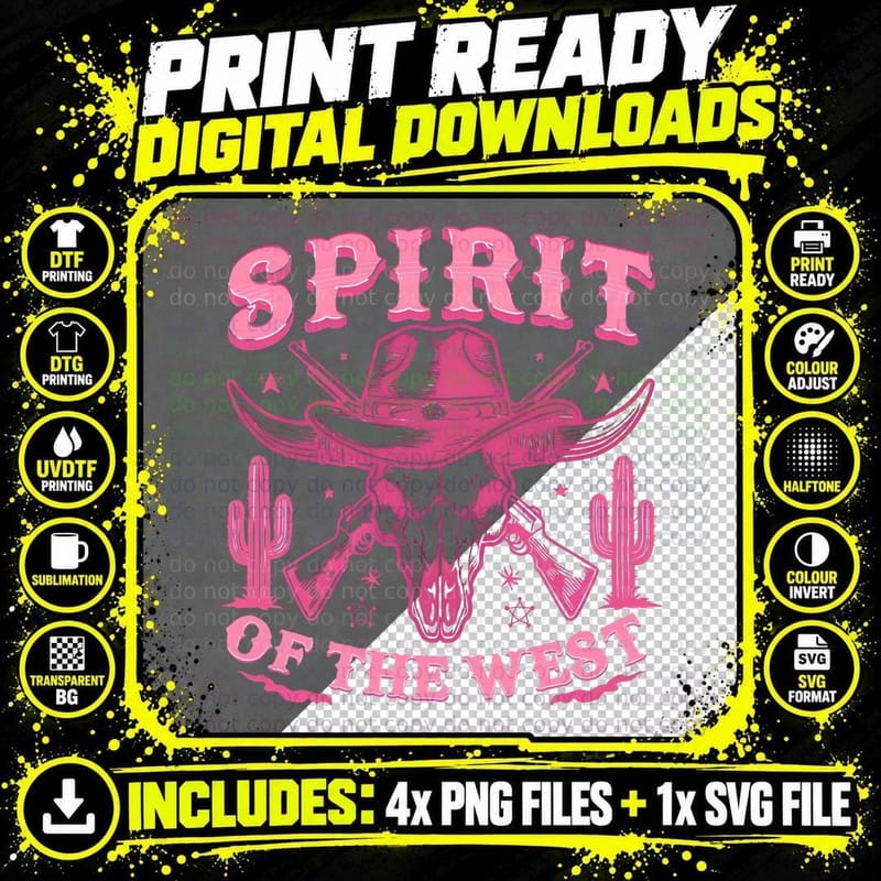 Spirit of the West Western T-Shirt Png SVG Digital Bundle