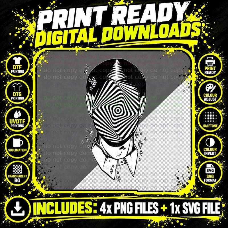 Stay Weird - Anonymous Face Noir Void Tattoo Art Png SVG Digital Bundle