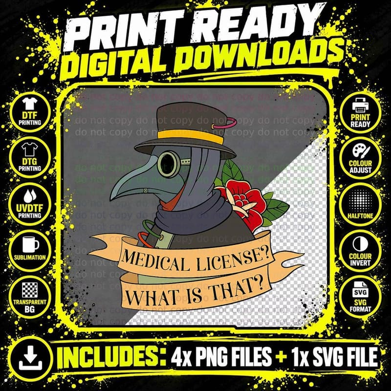 Steampunk Doctor Gothic Plague Doctor Mask Medical Png SVG Digital Bundle