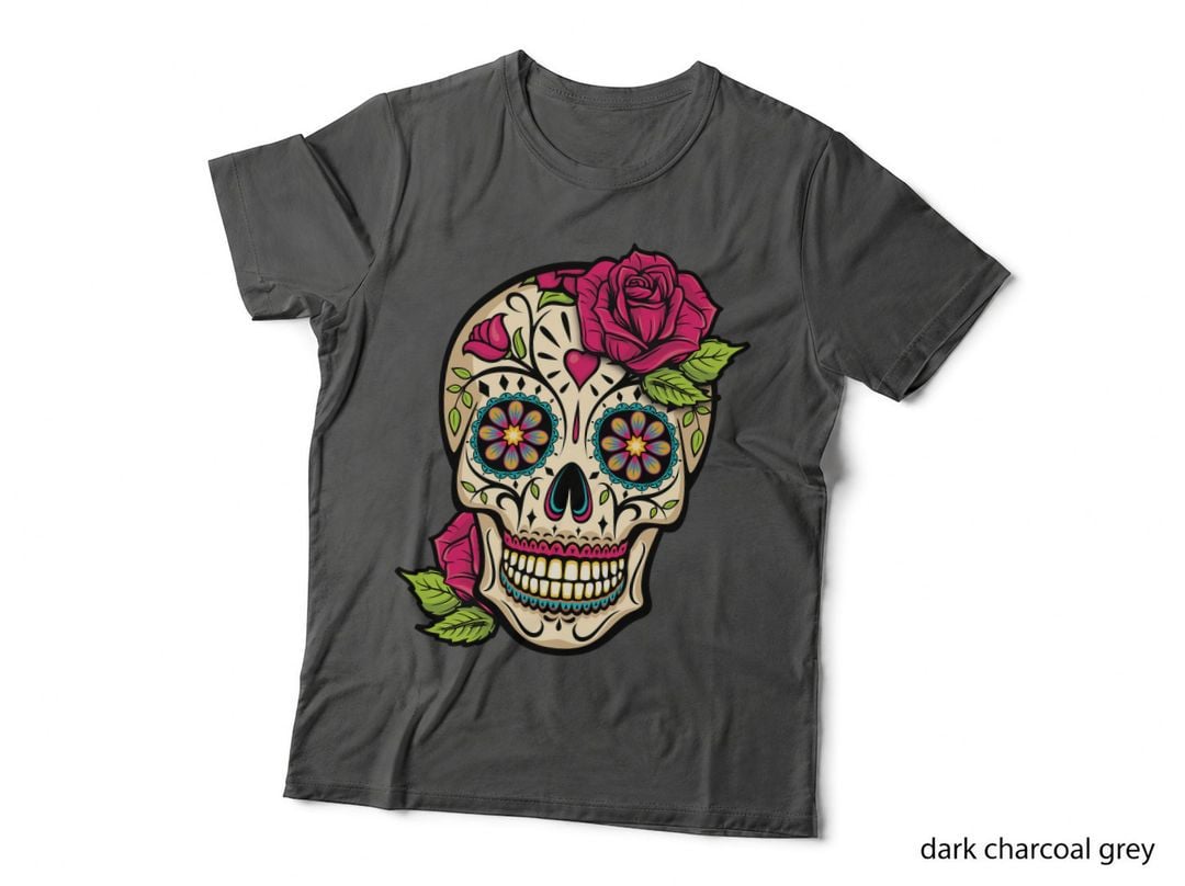 Sugar Skull Day of the Dead Dia De Los Muertos Flowers T-Shirt