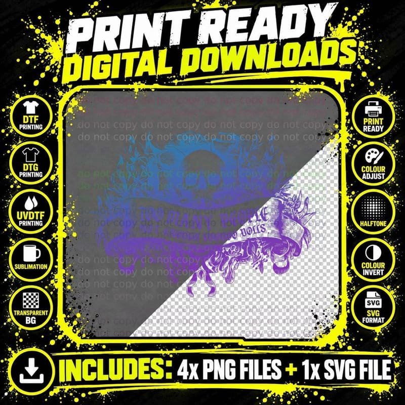 TOO MANY People NOT Enough Voodoo DOLLS Pastel Goth Png SVG Digital Bundle