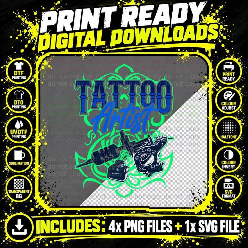 Tattoo Artist Art Ink Job Gift Lover Fan Lover Gift Fan Png SVG Digital Bundle