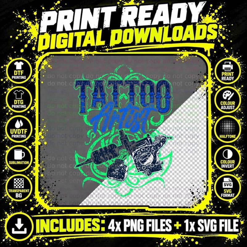 Tattoo Artist Art Ink Job T-Shirt, Inked Style Png SVG Digital Bundle