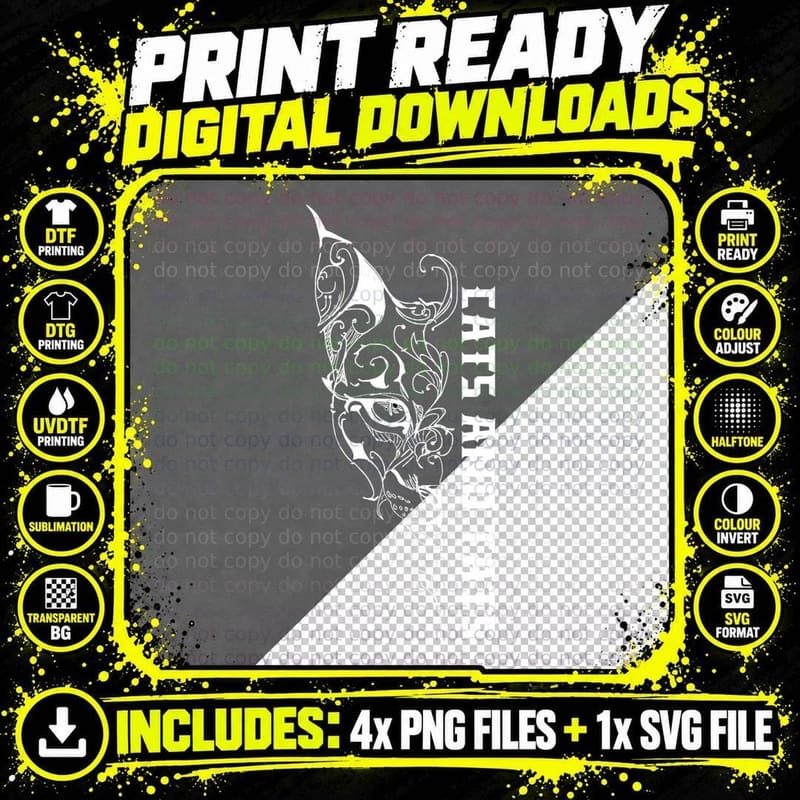 Tattoo Artist Cats and Tats T-Shirt, Tattoo Art Png SVG Digital Bundle