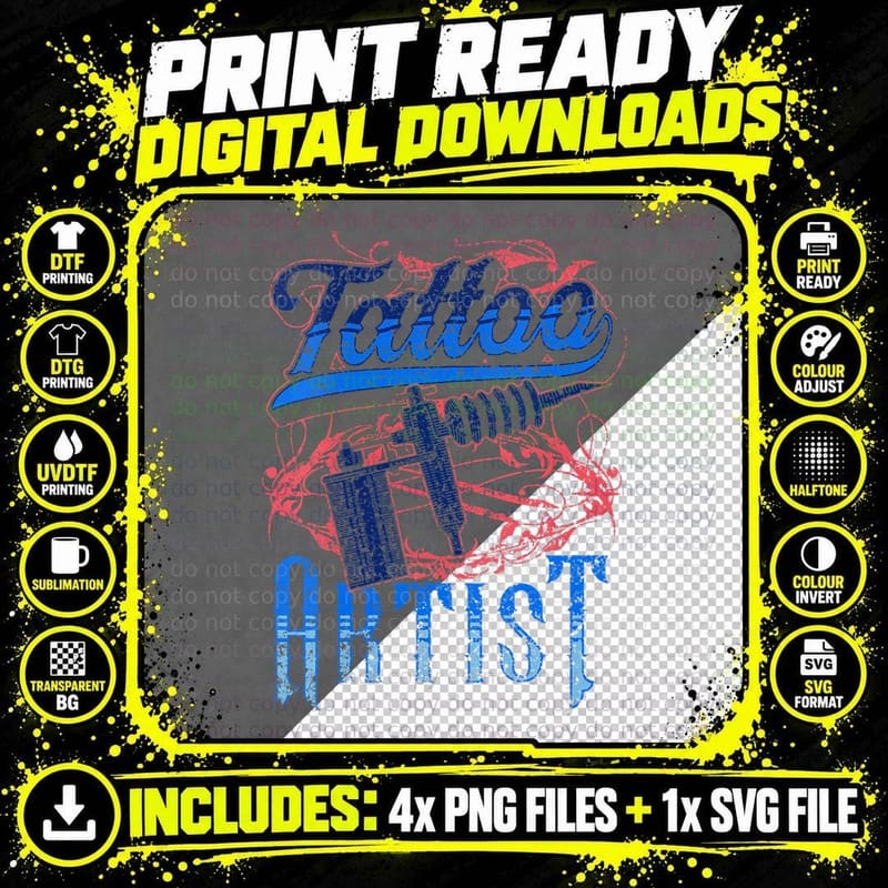 Tattoo Artist Job Art Ink T-Shirt, Inked Style Png SVG Digital Bundle