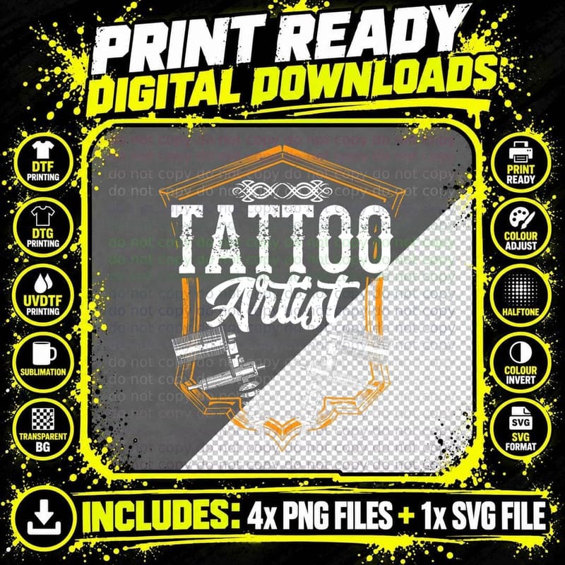 Tattoo Artist Job Art Ink T-Shirt, Inked Tattoo Design Png SVG Digital Bundle