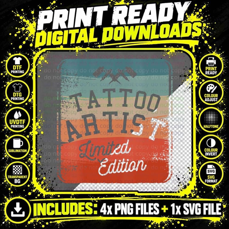 Tattoo Artist Limited Edition Tattooing Tattoos Png SVG Digital Bundle