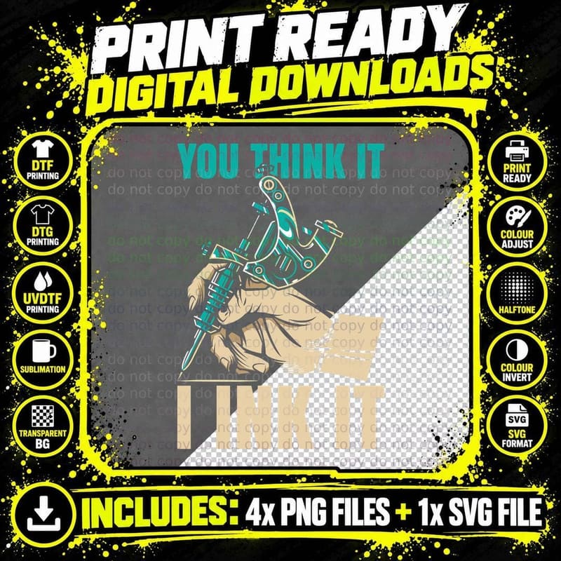 Tattoo Artist Tattooed Tattoo Ink T-Shirt Png SVG Digital Bundle