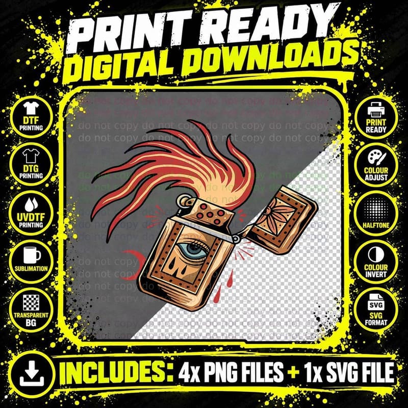 Tattoo Lighter Eye T-Shirt, Tribal Symbol Art Png SVG Digital Bundle