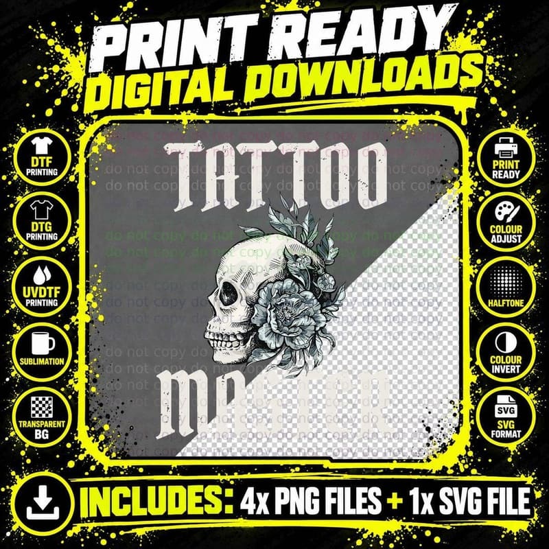 Tattoo Master Ink Tattoo Lover T-Shirt Png SVG Digital Bundle
