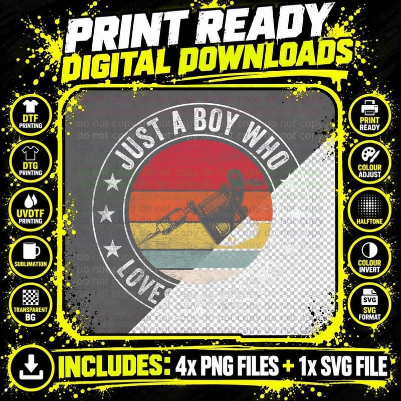 Tattooing Apparel for Artists, Inking Tattoo for Men Png SVG Digital Bundle