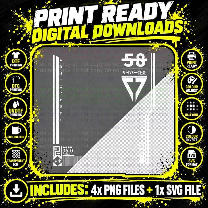 Techwear Goth Lucky 58 T-Shirt Png SVG Digital Bundle