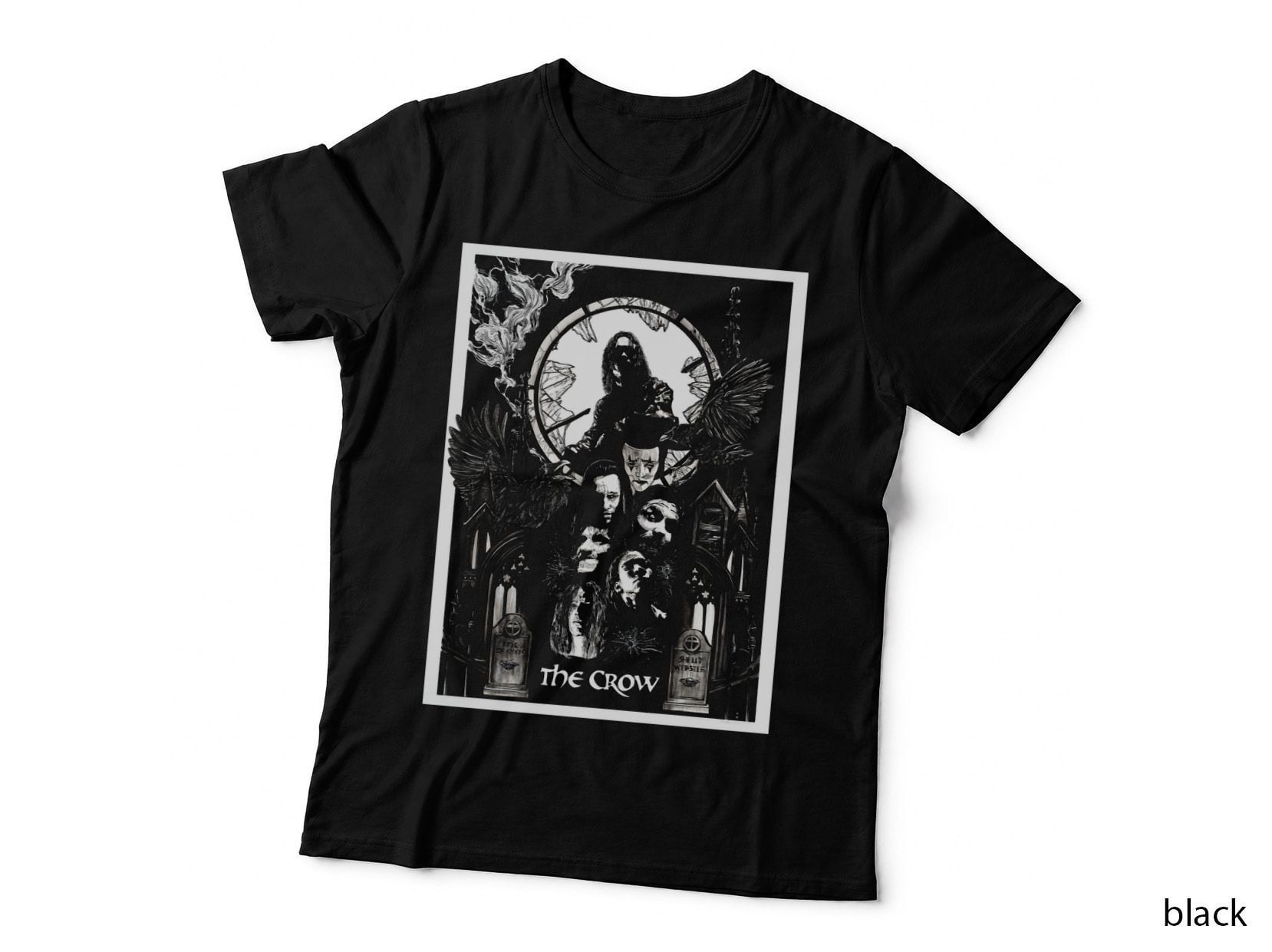The Crow the Gothic Raven Murder White Frame Dark Revenge T-Shirt