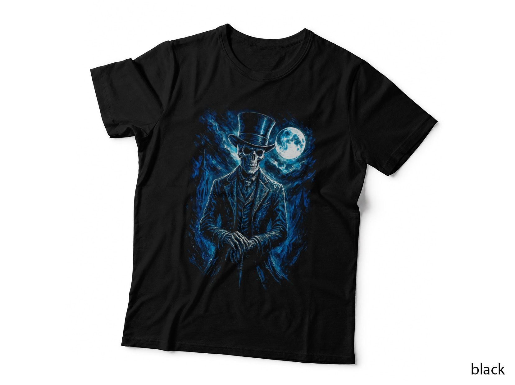 Top Hat Gentleman Skull T-Shirt, Halftone Gothic Skull Graphic Tee