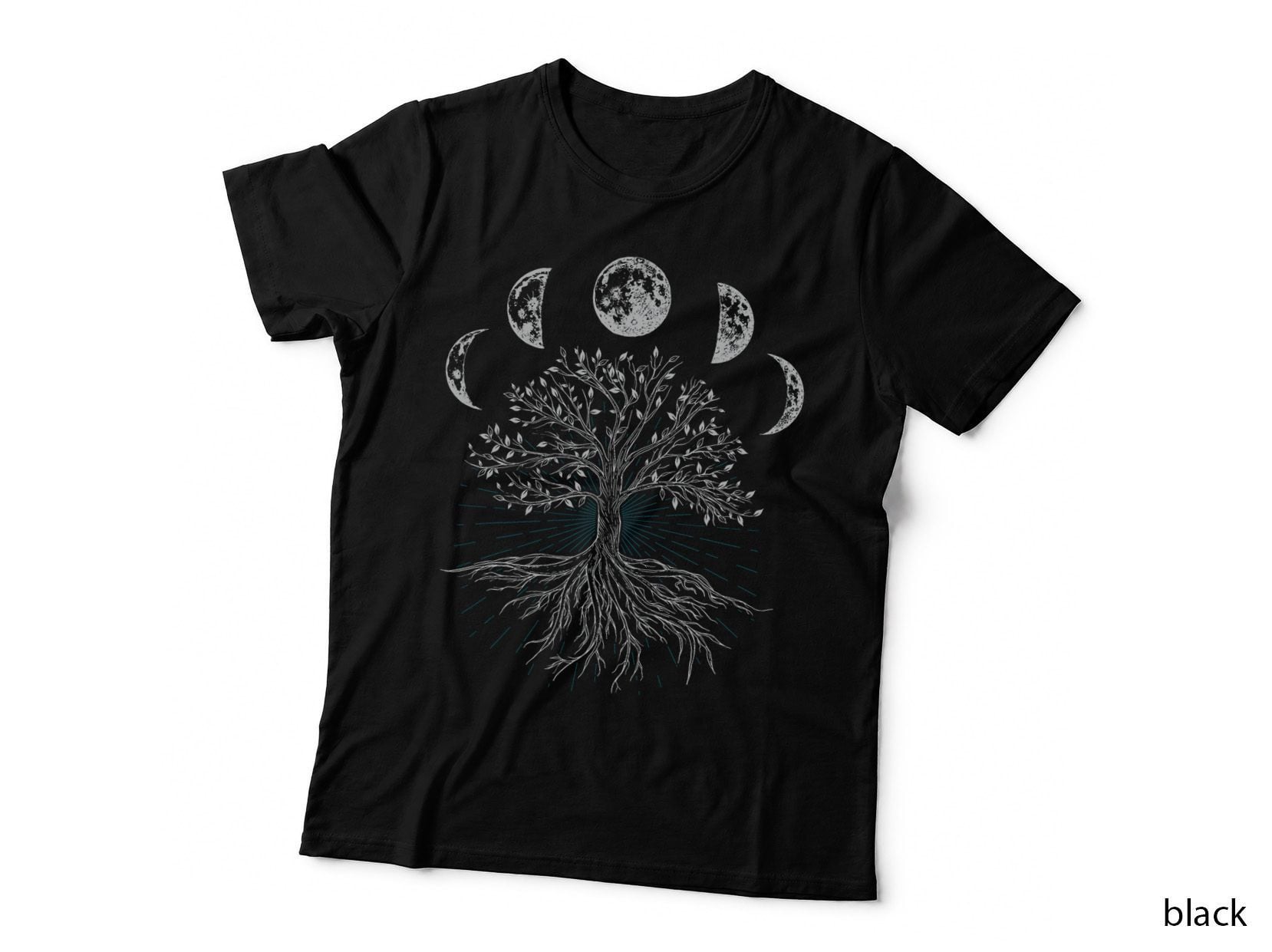 Tree Life Moon Phases T-Shirt, Gothic Witchcraft Occult Style T-Shirt