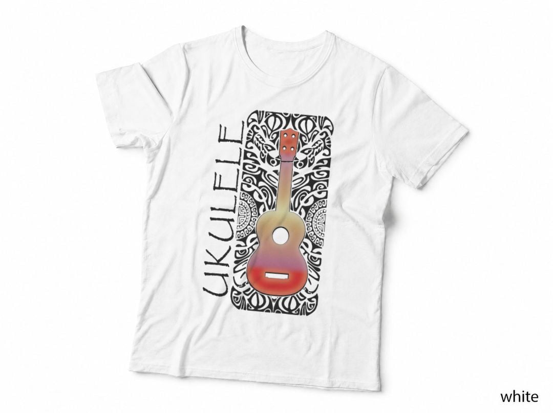 Ukulele Tattoo Tribal Pattern - Hawaiian Music T-Shirt
