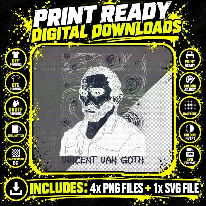 Vincent Van GOTH Artist T-Shirt Png SVG Digital Bundle