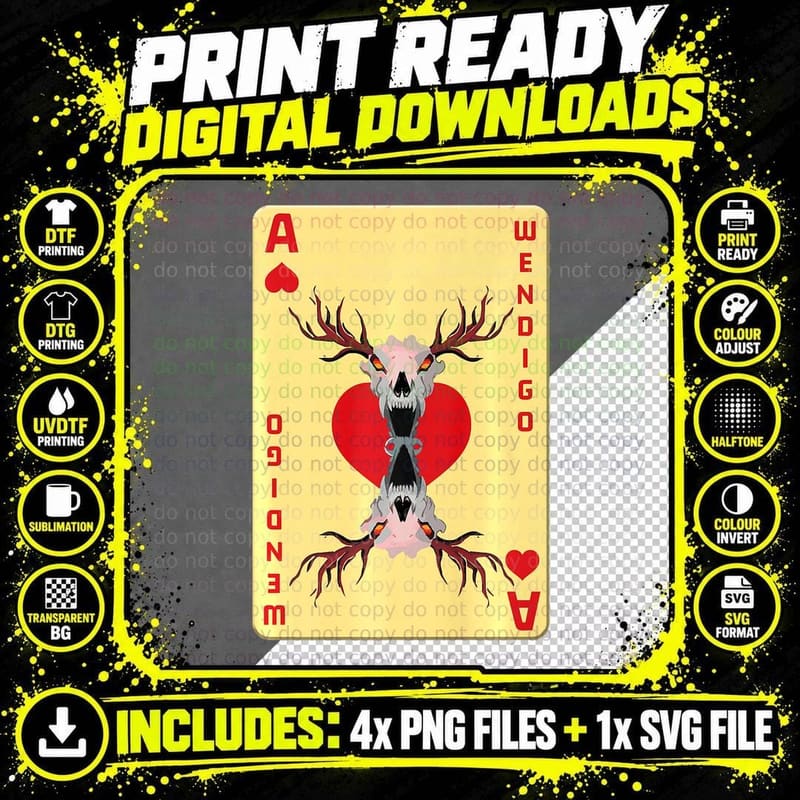 Wendigo Playing Card T-Shirt, a Wendigo Tee Png SVG Digital Bundle
