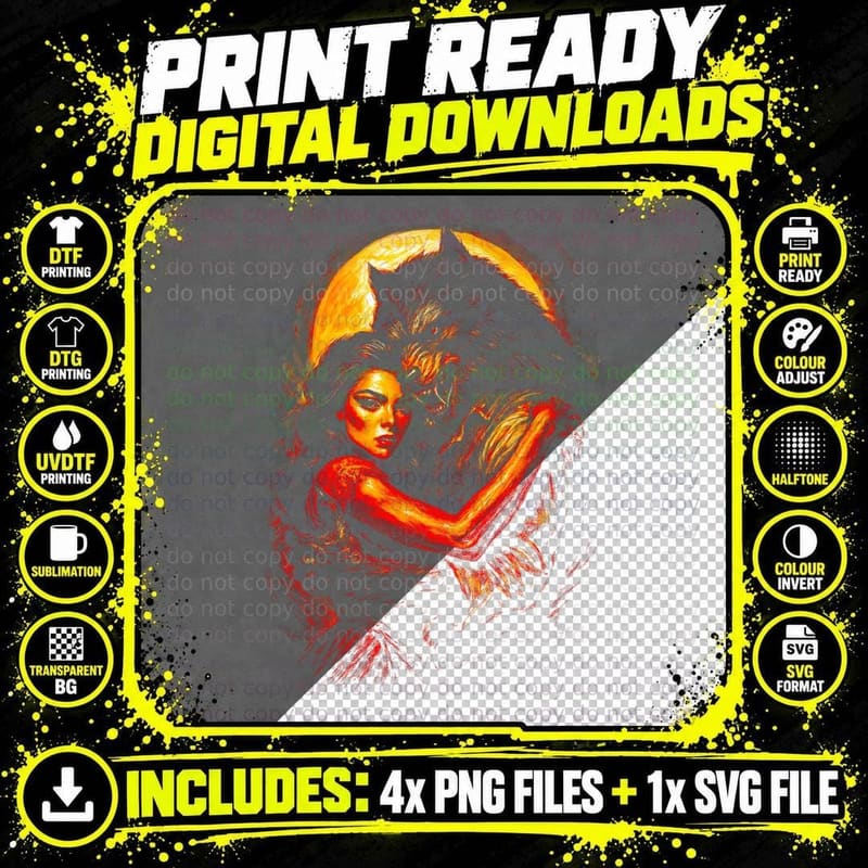 Werewolf Moonlight Transformation T-Shirt Png SVG Digital Bundle
