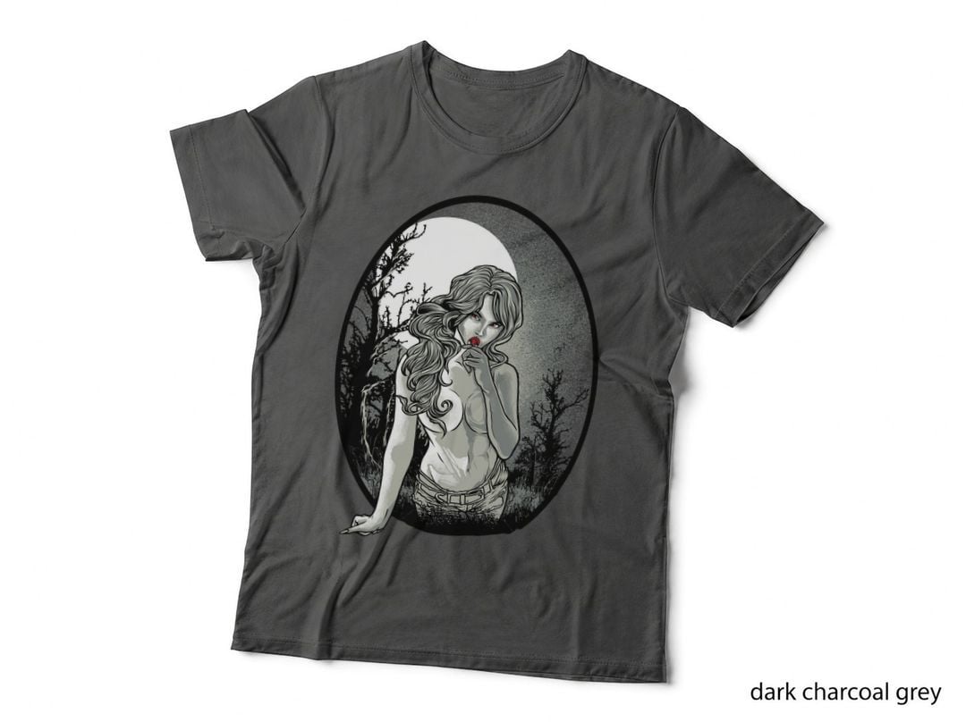 Woman Dark Frame Nude Oval Forest Background Gothic T-Shirt