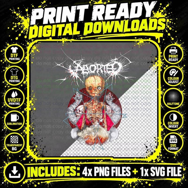 Aborted Skeleton with Exposed Organs Red Circle Blue Png SVG Digital Bundle