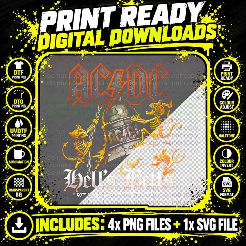 Ac Dc Hell's Bells I Got My Bell Gonna Take Ya to Png SVG Digital Bundle