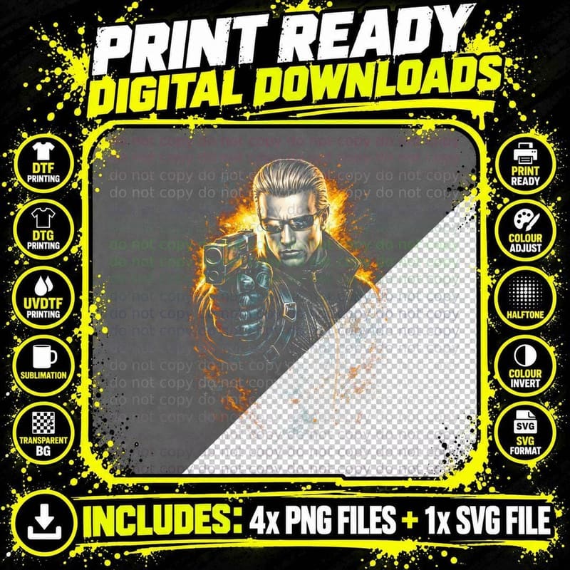 Albert Wesker T-Shirt, Halftone Resident Evil Villain Png SVG Digital Bundle