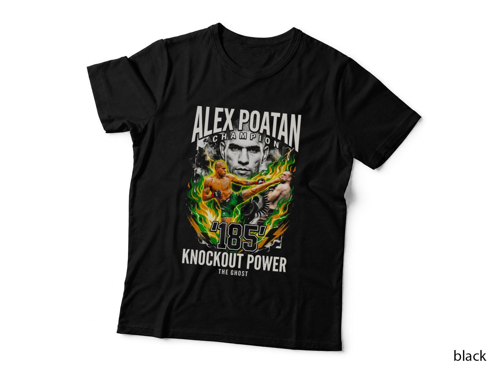 Alex Poatan Champion '185' Knockout Power the Ghost Halftone Portrait T-Shirt