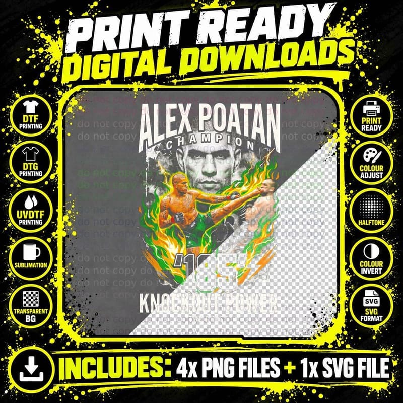 Alex Poatan Champion 185 Knockout Power the Ghost Two Png SVG Digital Bundle