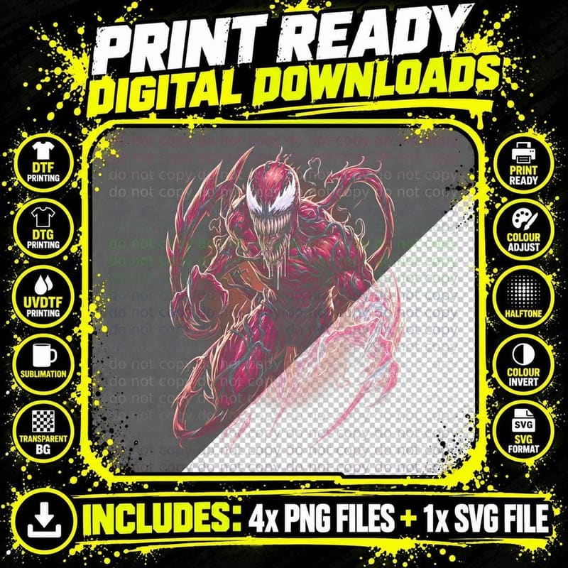 Anime Horror Halftone T-Shirt, Dark Creature Png SVG Digital Bundle