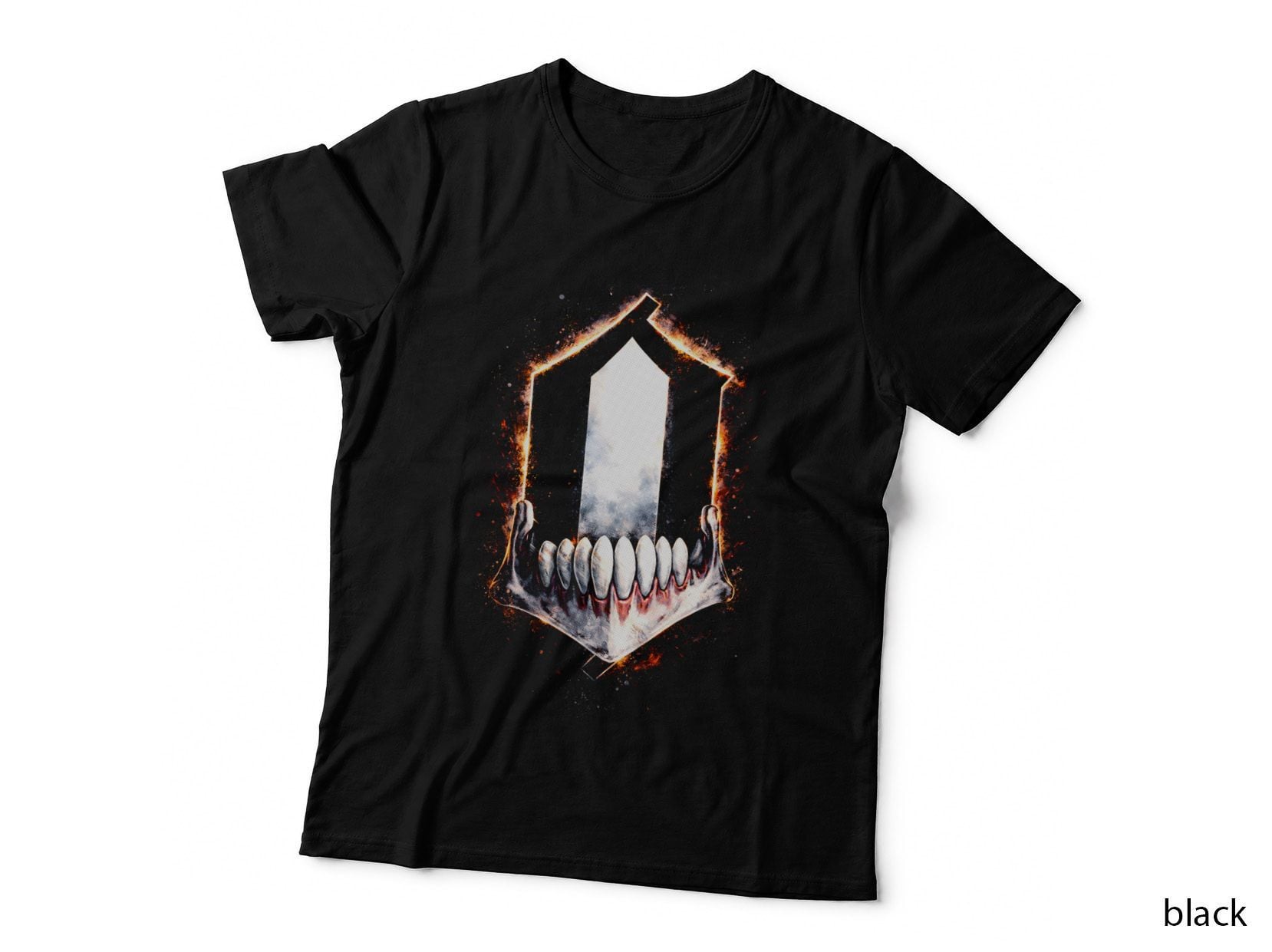 Anime Skeleton Spirit T-Shirt, Halftone Ghost Skull Hands Graphic Tee