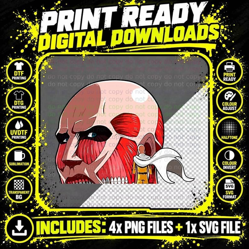 Attackontitan Cream Colored Skull Pale Face with Red Png SVG Digital Bundle