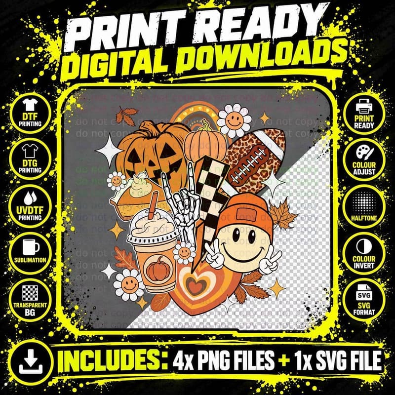 Autumn Collage Fall Icons Fall T-Shirt Png SVG Digital Bundle