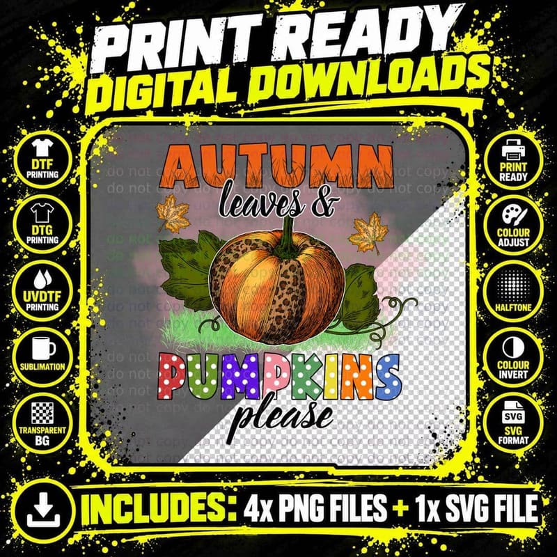 Autumn Fall T-Shirt, Coffee Mug Pumpkin Drink Spice Png SVG Digital Bundle