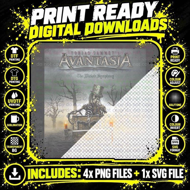 Avantasia the Wicked Symphony Grey Skeleton Carriage Png SVG Digital Bundle