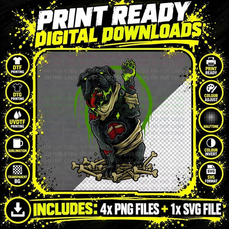 Black Creature Horror Dark Street Art Wolf Demon Red Png SVG Digital Bundle