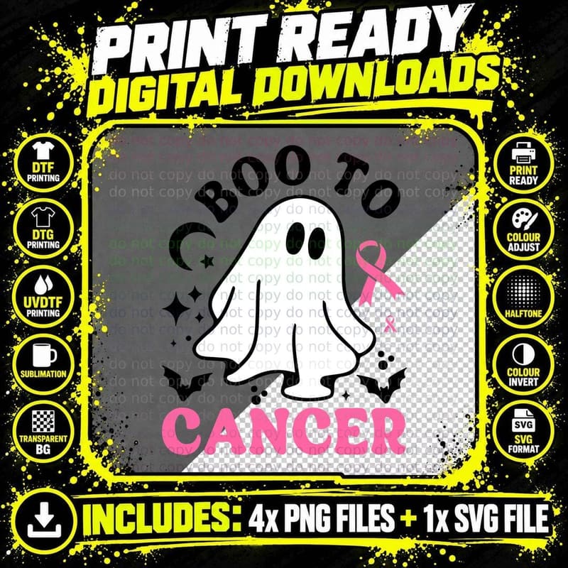 Boo to Cancer Breast Cancer T-Shirt Png SVG Digital Bundle