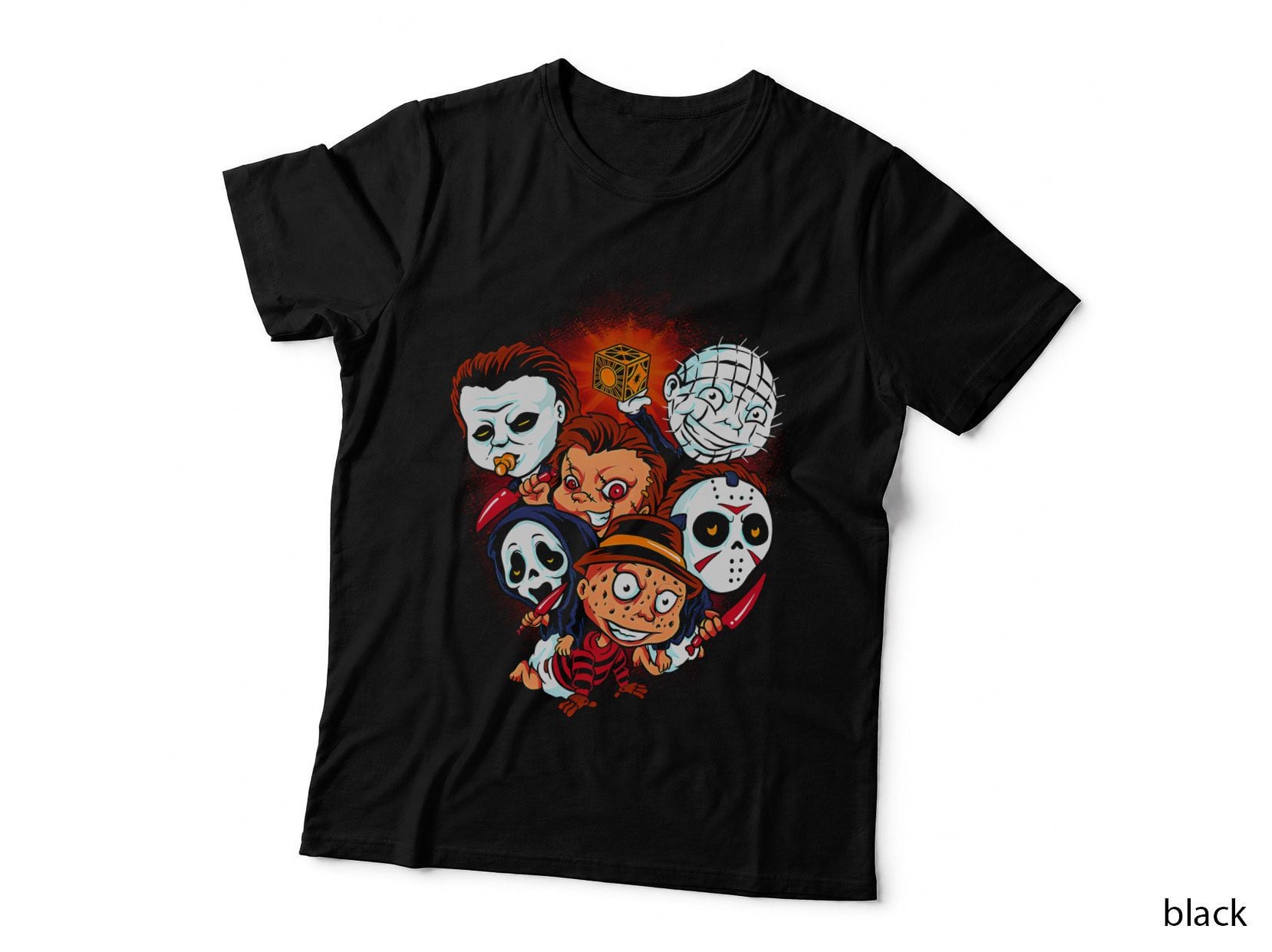 Cartoon Orange Red Skull Jack Horror Movie T-Shirt
