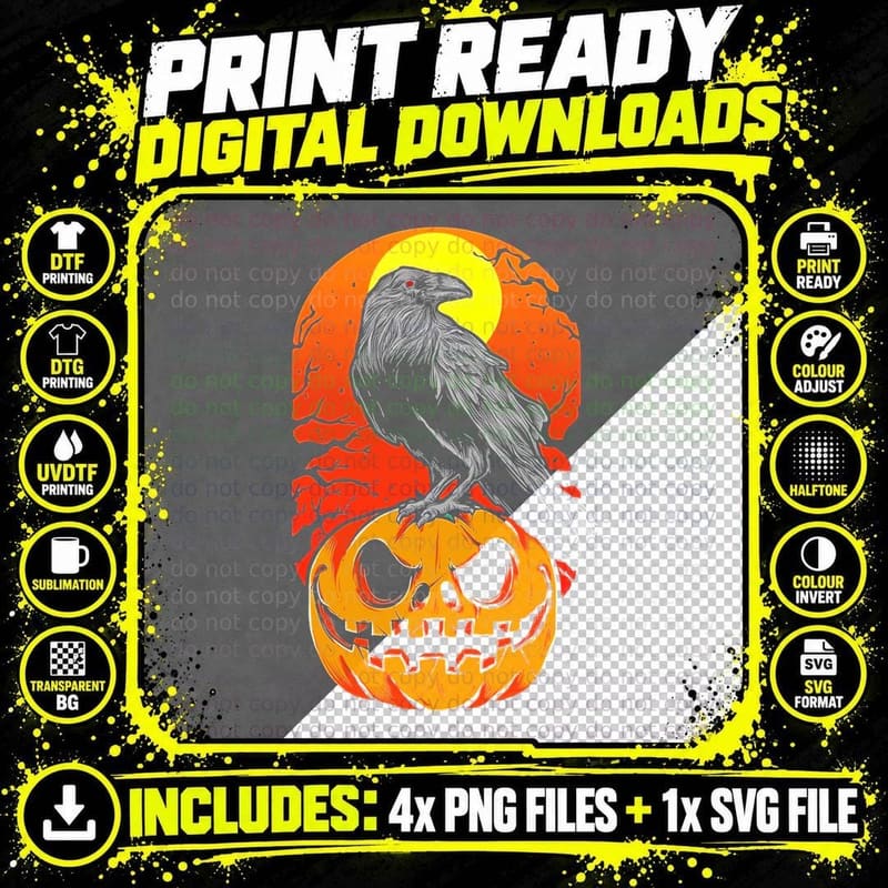 Cartoon Orange Yellow Red Eagle Halloween Pumpkin T-Shirt Png SVG Digital Bundle