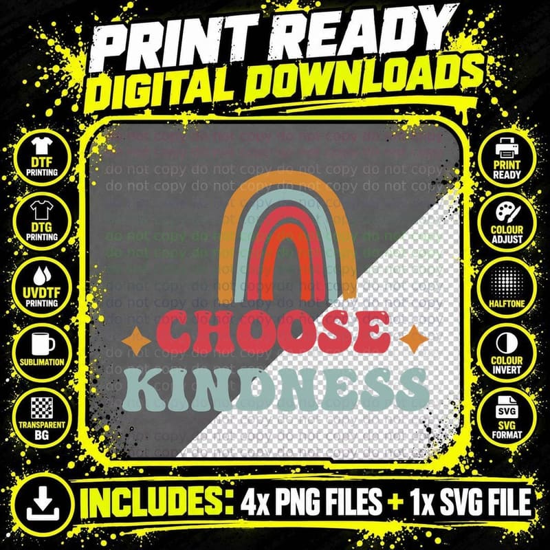Choose Kindness Fall T-Shirt, Rainbow Kindness Message Png SVG Digital Bundle