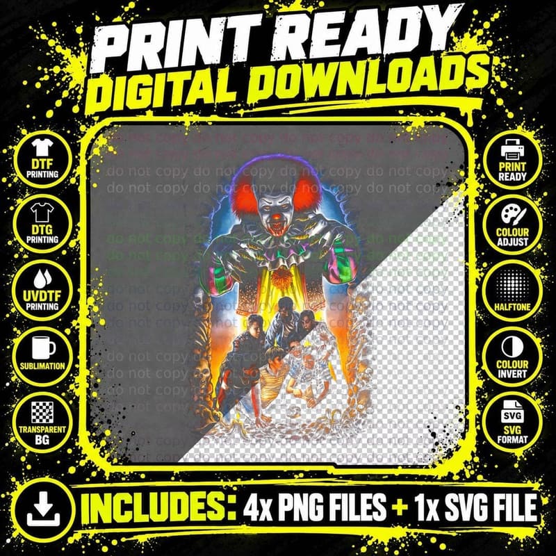 Clown Character Red Nose Colorful Chaos Horror Carnival Png SVG Digital Bundle